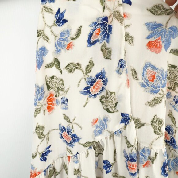 JOIE Derwen Silk Floral Print Ruffle Hem White Colorful Summer Boho Top sz S - Picture 10 of 11